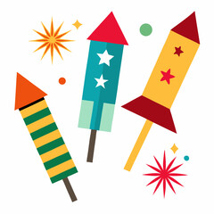 Classic fireworks rockets vector pack for 4th of July-themed invitations, posters, and digital marketing.