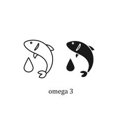 Omega 3 Label Vector or Omega 3 Icon in Flat Style Emblem. Perfect for Product Packaging. Suitable for Health Products that Contain the Benefits of Omega 3.