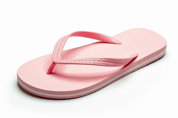Fototapeta premium A single flip-flop isolated against a pure white background Details visible , sandal, material, beach
