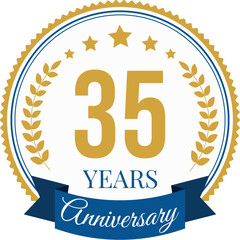 Logo 35 Years Anniversary Celebration Design Template.