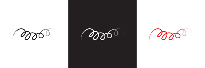 Swish swoosh squiggle line icon  set. Fake signatures. Hand-drawn rough ink brushstrokes. Vector illustration. isolated on white and black background. EPS 10
