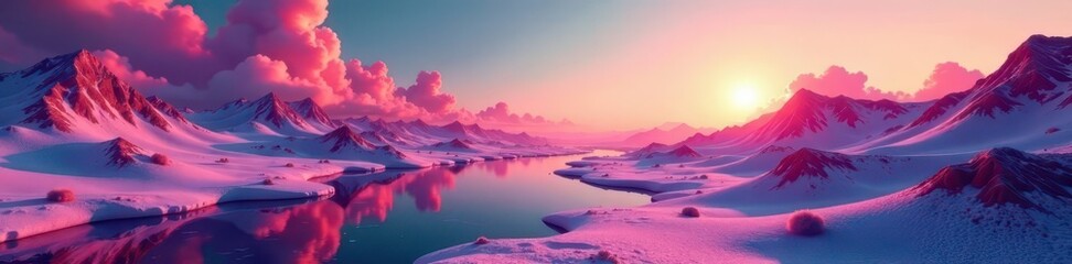 Fototapeta premium Surreal landscape of shifting hues and impossible forms , whimsical, flow