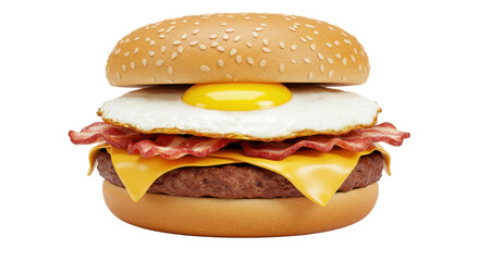 Isolated Burger with Bacon and Egg