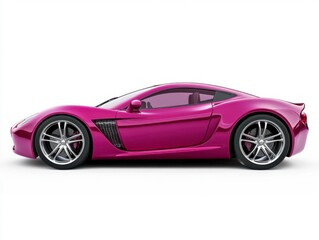Sleek Pink Sports Car Side Profile Studio Shot