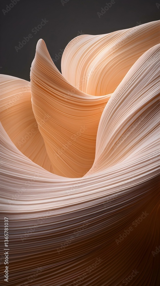 Poster abstract peach-toned fabric swirls, creating a dynamic and elegant design. perfect for backgrounds, 