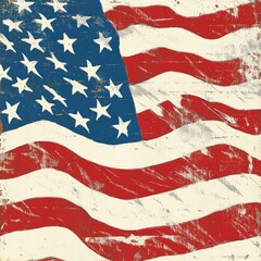 A vintage artistic rendering of the American national flag