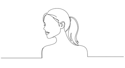 Simple line drawing of a woman in profile  