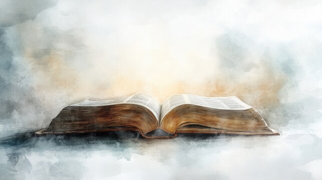 Abstract light from Bible pages, inspired by Psalm 119:105.

