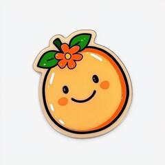 Obraz premium Cute Cartoon Orange Fruit Enamel Pin Badge