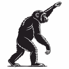 chimpanzee sihouette black vector