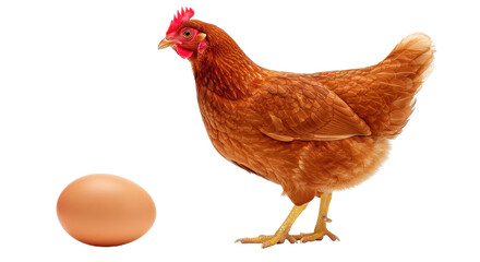Isolated Brown Hen and Egg