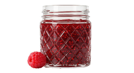 Isolated Raspberry Jam in a Glass Jar