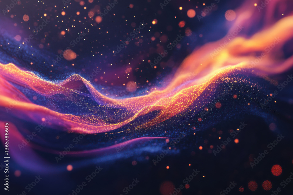 Poster abstract particle wave background with glowing lights and vibrant colors for creative projects