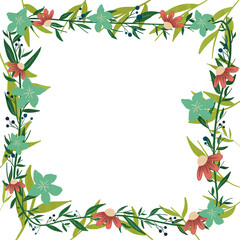 Flowers Frame with Leaves