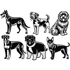 Dogs Silhouette isolated black silhouette of a dog, collection