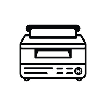 recommend clip art: Printing black outline icon and white background design.