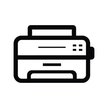 recommend clip art: Printing black outline icon and white background design.