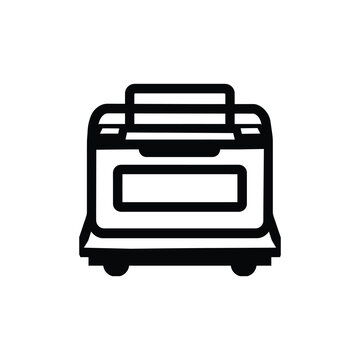 recommend clip art: Printing black outline icon and white background design.