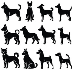 Dogs Silhouette isolated black silhouette of a dog, collection