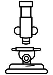 Vector laboratory microscope. Magnifying instrument for microbiology.Minimalist Microscope Outline Design Illustration.A laboratory monocular microscope.