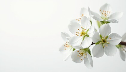Obraz premium Close-up of pristine white blossoms on stark white background, picture, photo