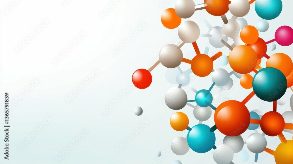 Poster exploring molecular structures science laboratory graphic design abstract environment close-up view 