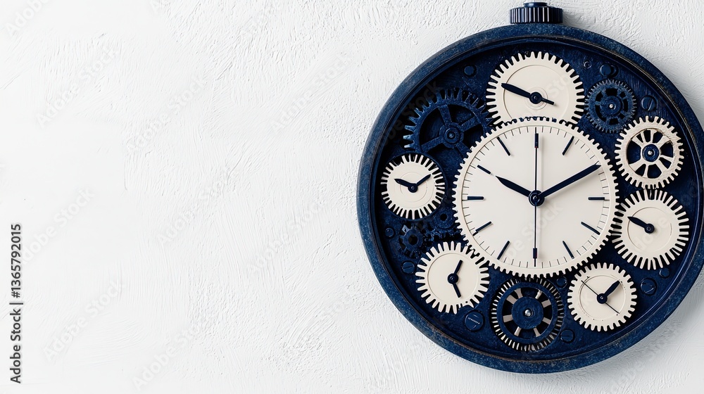 Poster intricate illustration of interlocking gears in a beautiful ecosystem design depicting time and prec