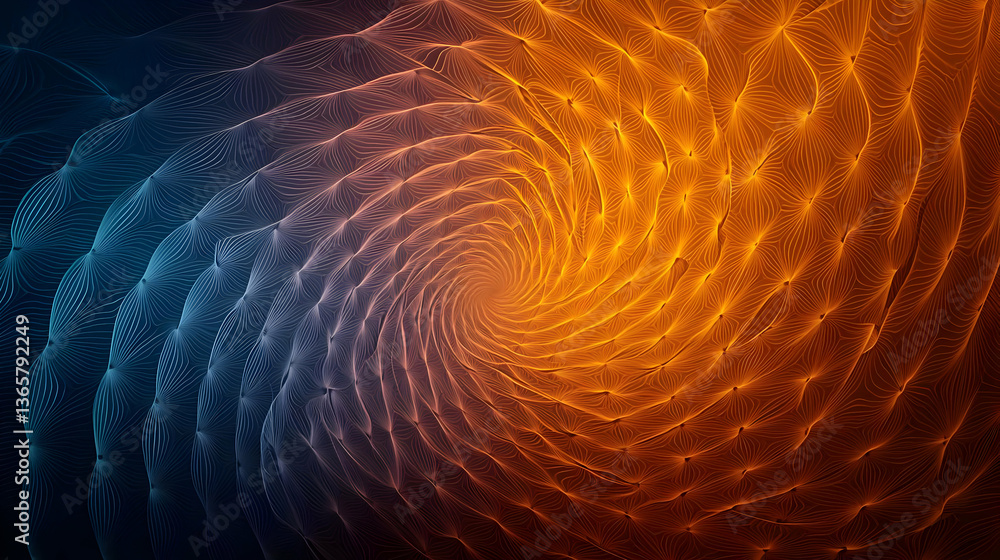 Poster abstract spiral pattern design with orange and blue gradient