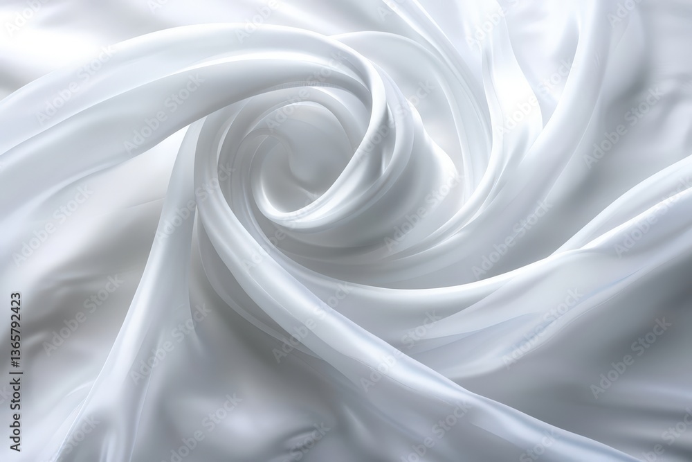 Poster a flowing swirl of white silk fabric creates an elegant and soft texture, emphasizing light and move
