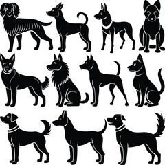 Dogs Silhouette isolated black silhouette of a dog, collection