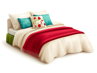 3d illustrations of bed clipart, bedroom clipart, watercolor clipart, isolated on white background