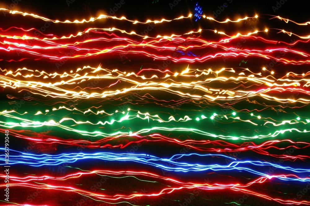 Poster a vibrant display of colorful lights creates a dynamic, abstract pattern against a dark backdrop, ev