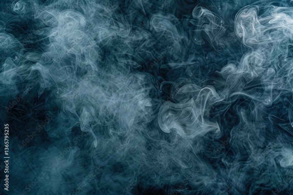 Poster ethereal smoke swirls against a dark background, creating a mysterious and dynamic visual effect.