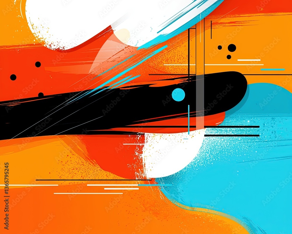 Aufkleber abstract illustration featuring bold colors and dynamic shapes representing alarming concepts with e