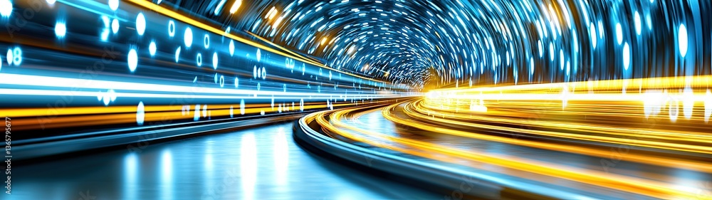 Aufkleber high-speed illustration of precision ballistic motion with abstract light trails and digital element