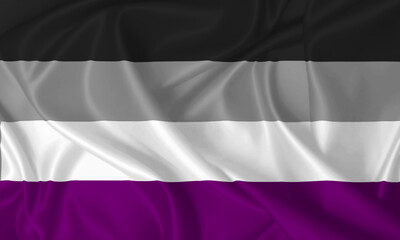 Asexual flag on silk texture flying in the wind