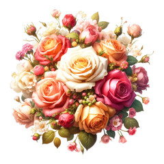 A vibrant bouquet of roses in a variety of colors