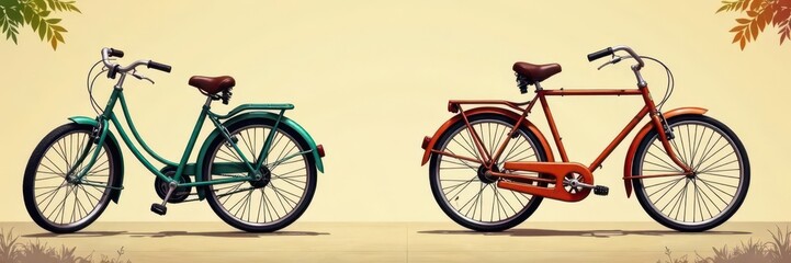 Fototapeta premium Collection of vintage bicycle vectors, retro style , retro design, background