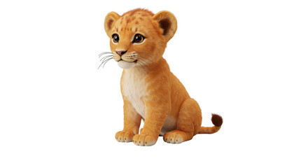 Isolated Cute Lion Cub Sitting