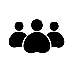 Black Group Icon on White Background - People Silhouette Vector
