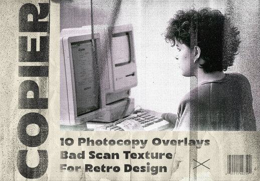 10 Bad Copier Machine Texture Scanned Paper Overlays