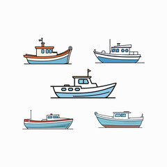 Naklejka premium Set Of Adventure Ship Illustration with Ocean Waves