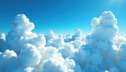 Cotton-ball clouds spread across a deep azure expanse , view, breathtaking, expanse