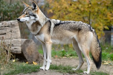 Obraz premium A grey wolf Canis lupus