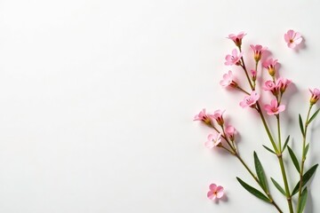 Obraz premium Delicate, small-scale floral sprigs on white background, romantic, plant, summer