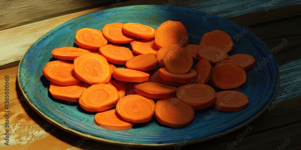 Poster sliced carrots placed on a plate for garnish