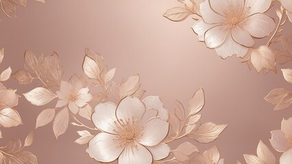 Soft floral foil texture with blush flowers for elegant background design
