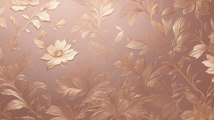 Elegant foil texture with floral patterns in soft rose tones for luxury design