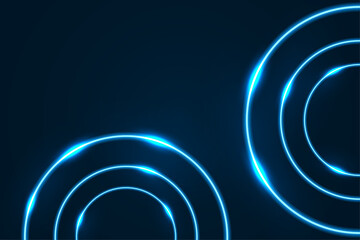 Modern Neon Blue Circle on Black Background. Technology Wallpaper. Futuristic. Abstract Business Banner