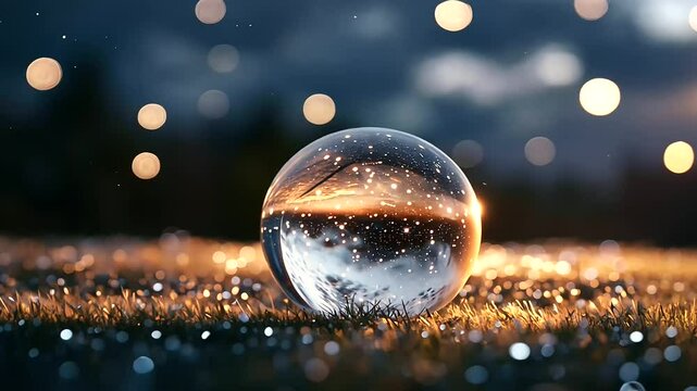 Magic Glass Ball in a Starry Field for Fortune Telling